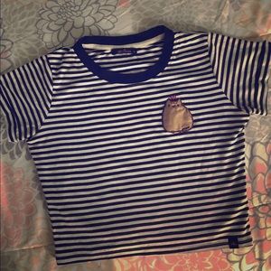 Black and White strips Crop Top